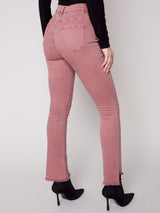 Asymmetric Hem Colored Twill Flare Raspberry