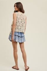 Crochet Tied Sides Tank Natural