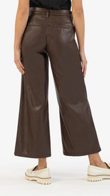 Aubrielle Wide Leg Leather Trouser Chocolate