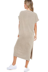 Vintage Eagle Mineral Washed TShirt Maxi Dress Khaki