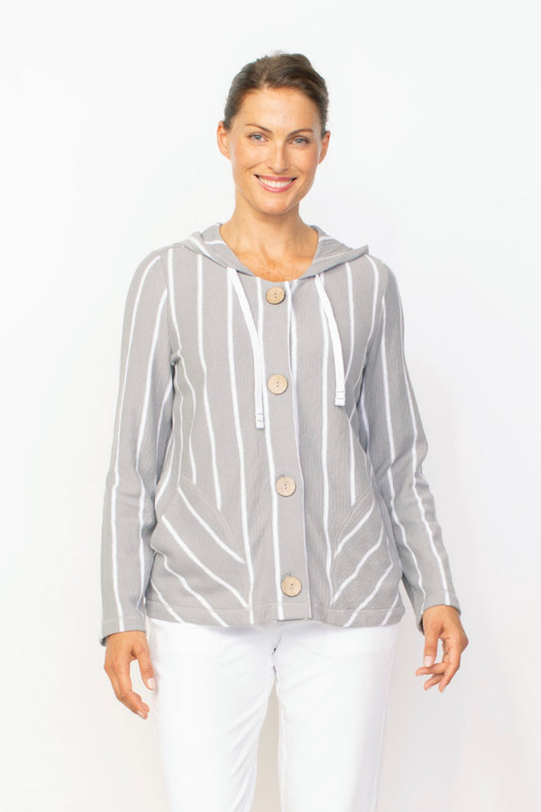 Hooded French Terry Stripe Top Gull