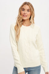 Cable Knit Pullover Sweater Ivory