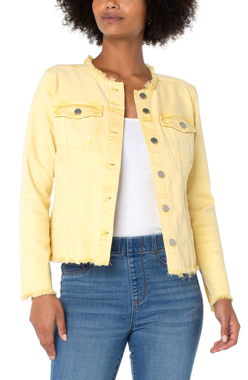 Fray Hem Classic Jean Jacket Canary Yellow