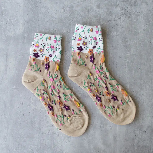 Floral Two Tone Socks