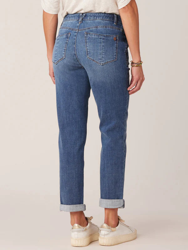 Rolled Cuff Girlfriend Jeans Blue Artisanal
