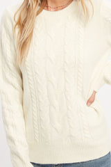 Cable Knit Pullover Sweater Ivory