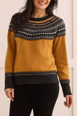 Jacquard Crew Neck Sweater Marigold