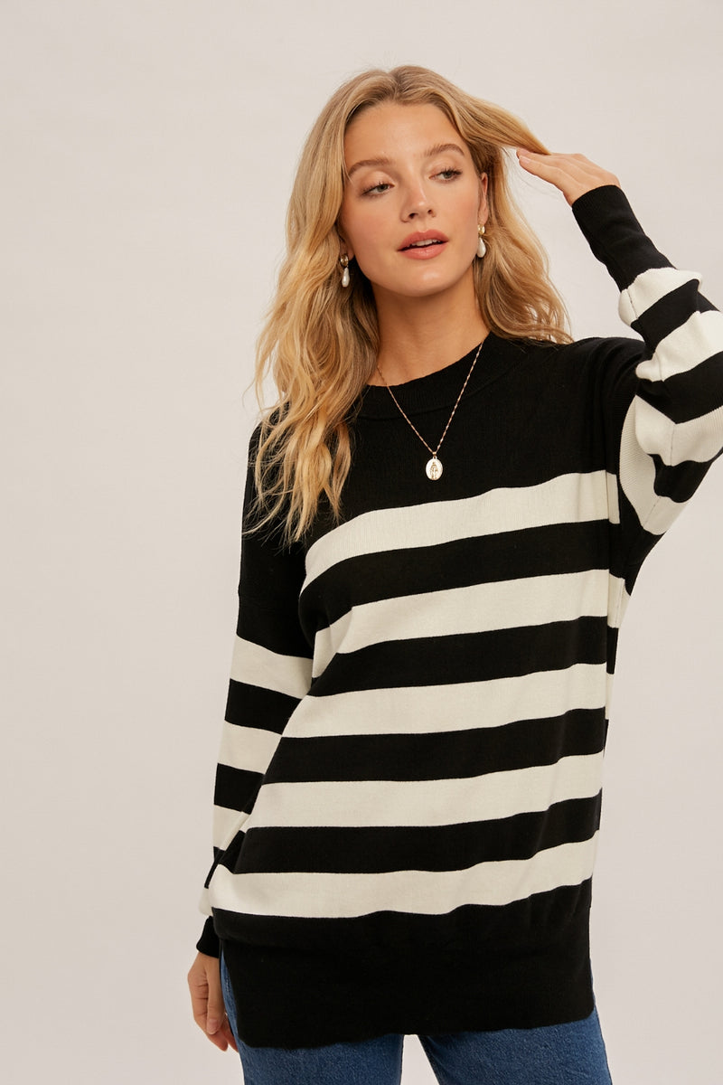 Stripe Oversized Sweater Tunic