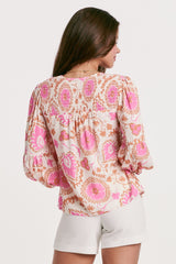 Granada Smock Detail Flowy Top Amalfi Muse