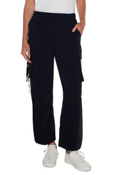 Cinch Hem Pull On Parachute Cargo Pants Lunar Blue