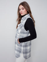 Boiled Wool Plaid Vest Light Grey