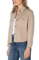 Cropped Shirt Jacket Biscuit Tan