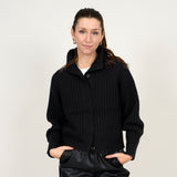 Hifza Raglan Sleeve Mock Neck Cardi Black