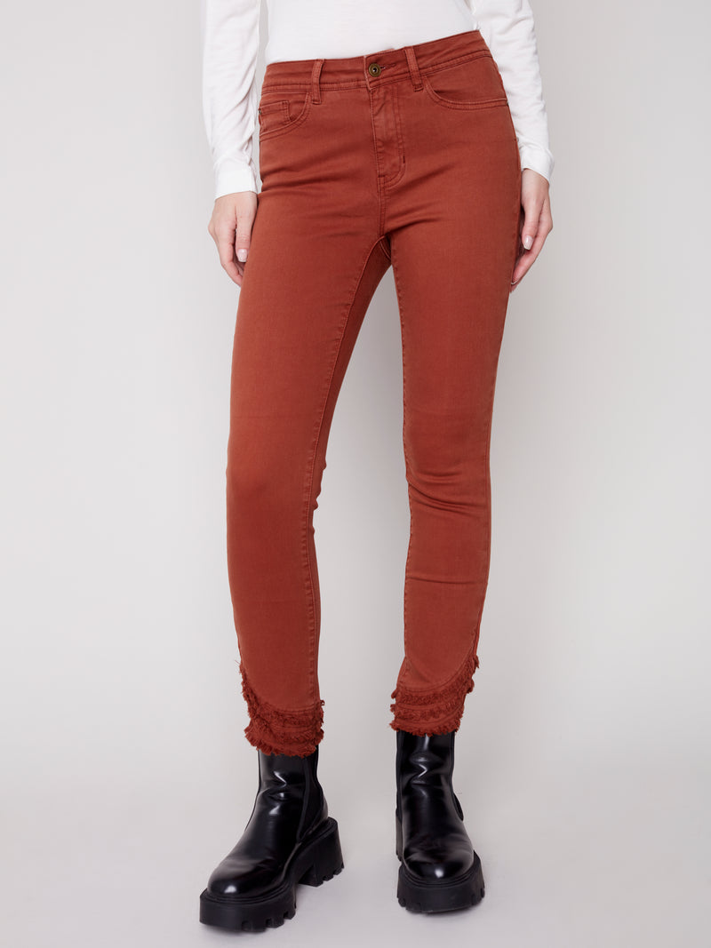 Frayed Hem Denim Pant Cinnamon