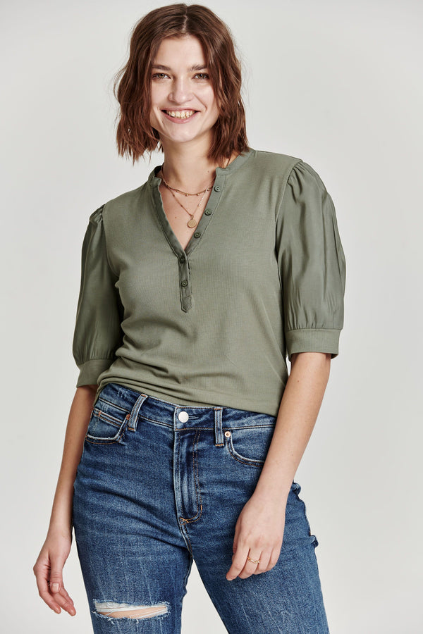 Tanner Mix Media Puff Sleeve Tee