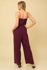 Adjustable Strap Cowl Neck Jumpsuit Egg Plant