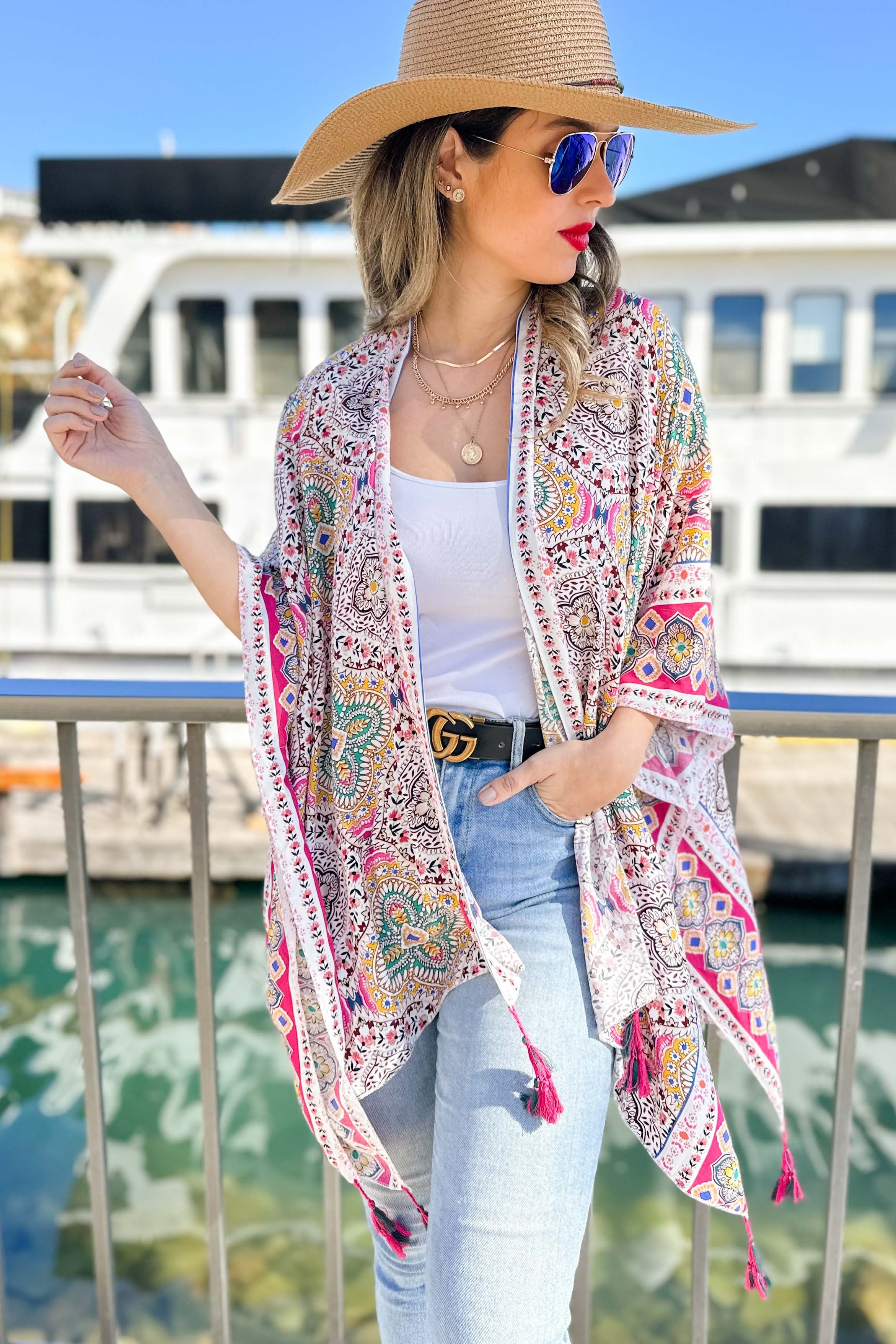 Moroccan Border Multi Print Kimono