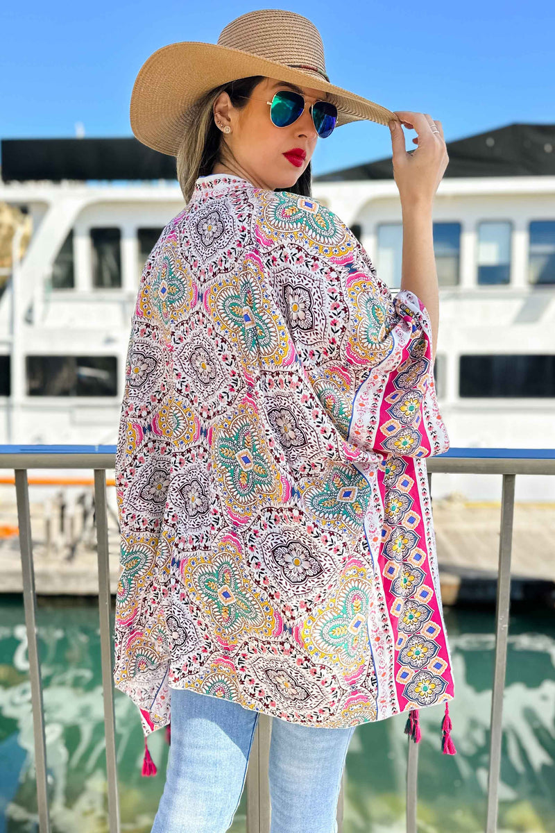 Moroccan Border Multi Print Kimono