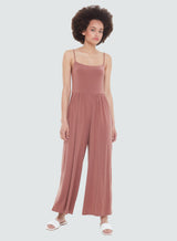 Strappy Knit Flowy Leg Jumpsuit Clay