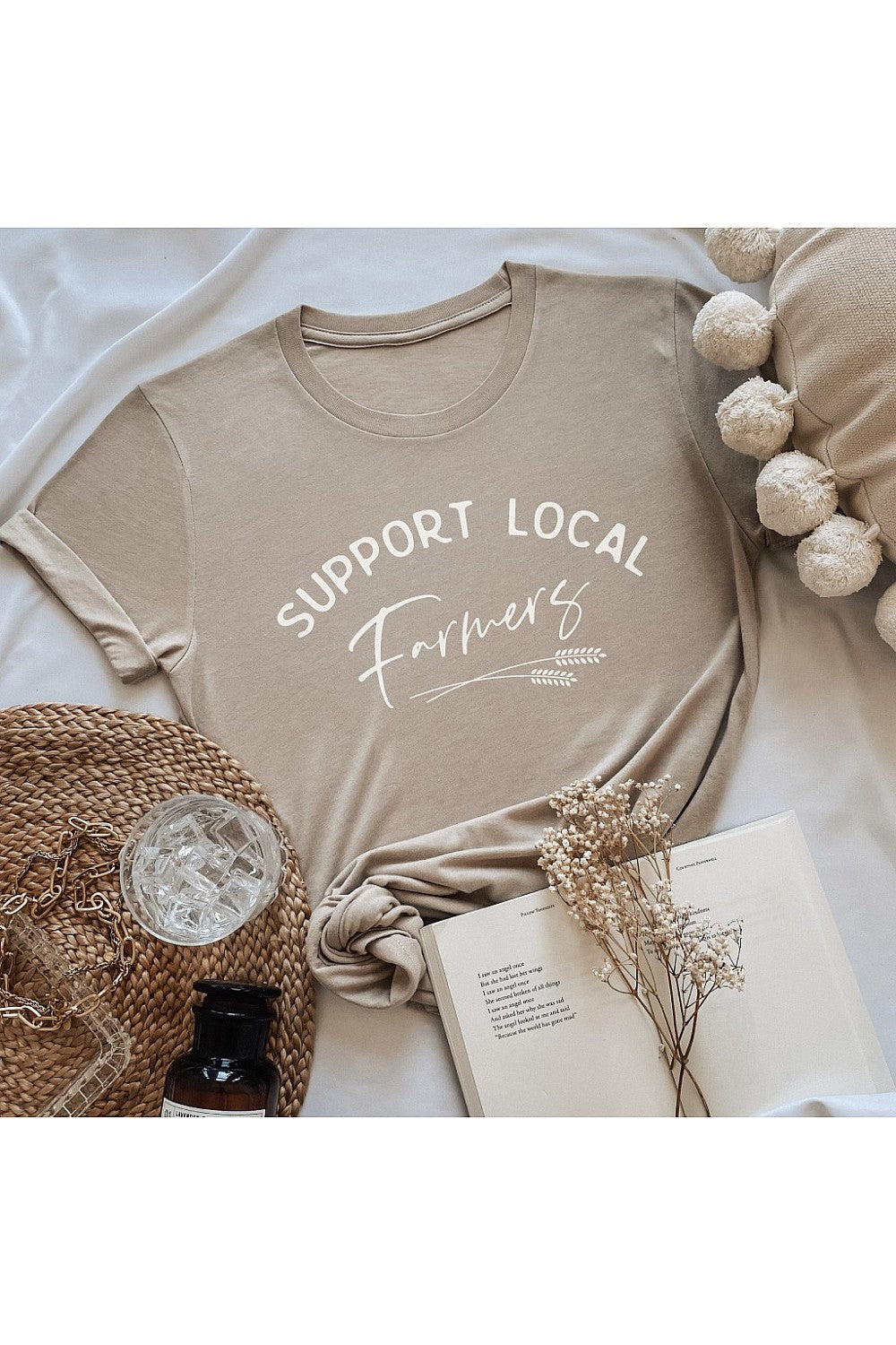 Support Local Farmers Wheat Tee Tan