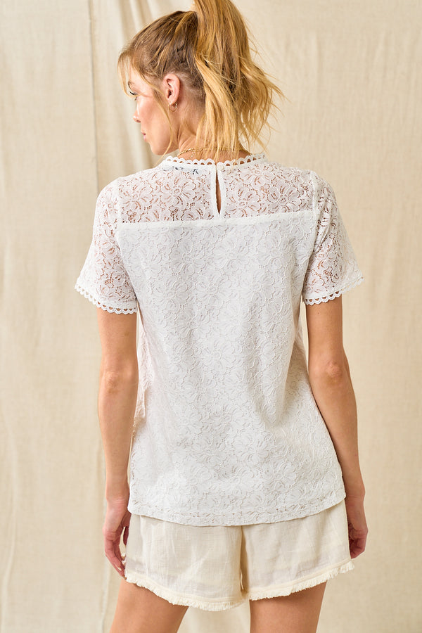 Scallop Detail All Over Lace Top