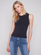 Ribbed Sleeveless Top Black
