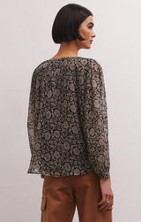 Trinity Floral Print Top Black