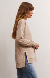 Quilted Modern Vneck Weekender Almond