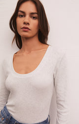 Sirena Rib Long Sleeve Shirt Light Heather Grey
