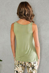 Silky Soft Viscose Contrast Tank Army Green