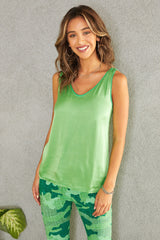 Silky Soft Viscose Contrast Tank Lime Green
