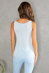 Silky Soft Viscose Contrast Tank Sky Blue