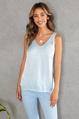 Silky Soft Viscose Contrast Tank Sky Blue