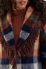 Fringe Detail Lined Jacket Sapphire