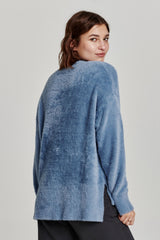 Margarita Fuzzy Step Hem Sweater Dusty Blue