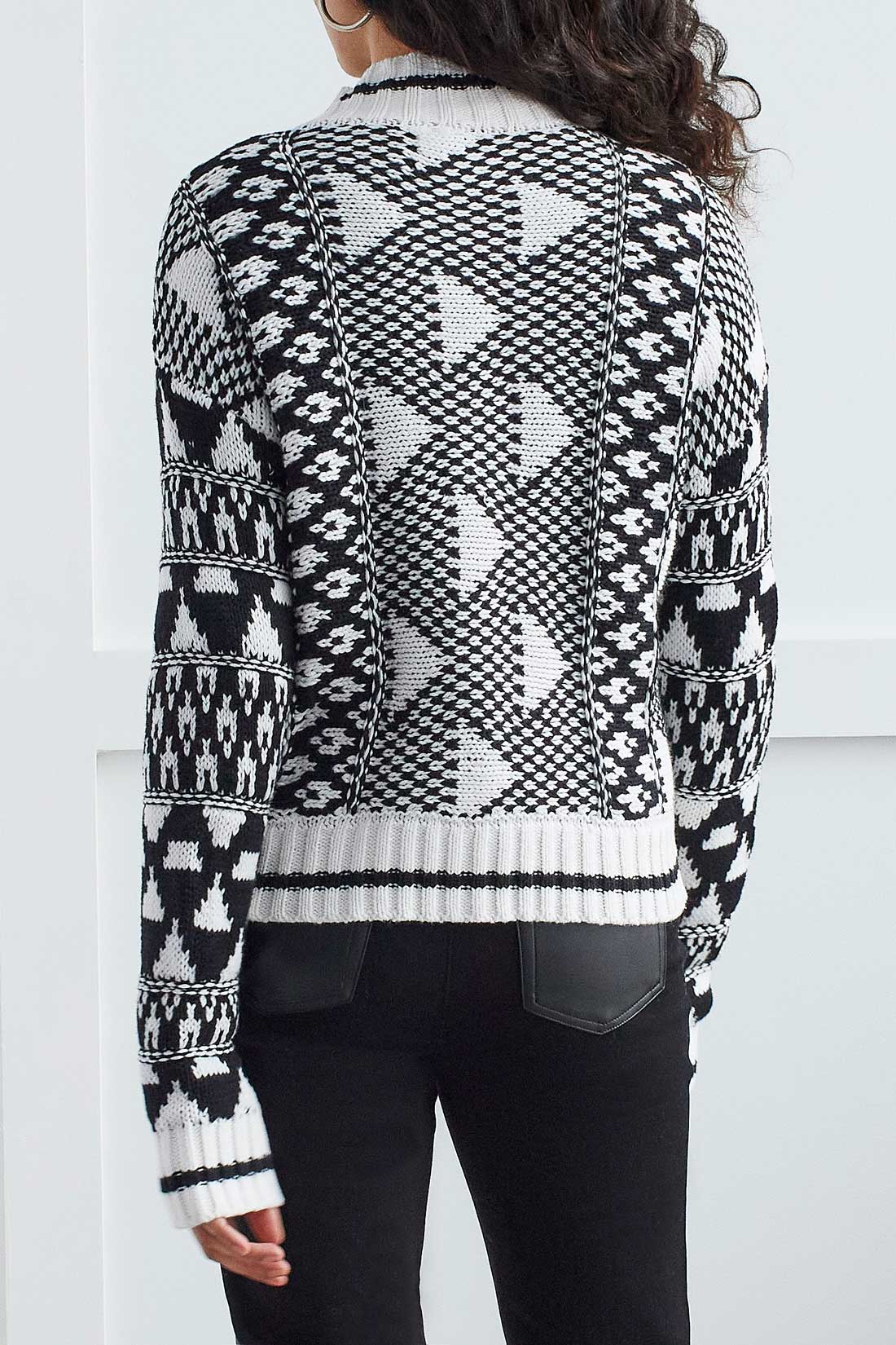 Mock Neck Zip Up Sweater Cardi  Black