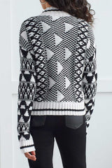 Mock Neck Zip Up Sweater Cardi  Black