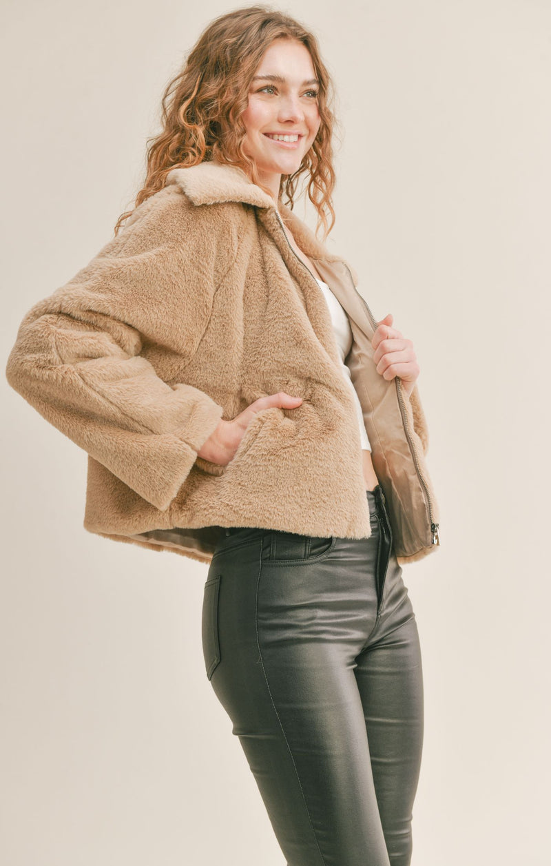 Libby Fur Jacket Taupe