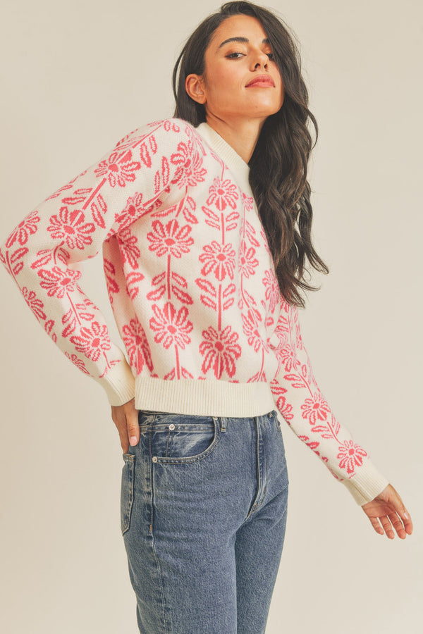 Stemmed Floral Pattern Sweater