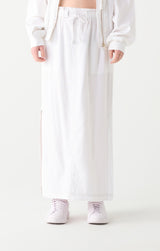 Contrast Stitch Tie Waist Maxi Skirt White Wash