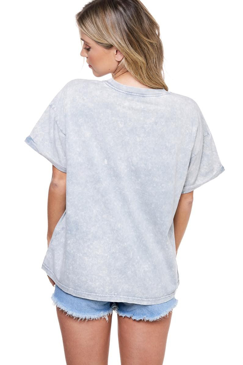 Rock N Roll World Tour Bird Tee Grey Denim