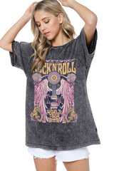 Rock N Roll World Tour Acid Wash Tee Black