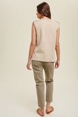 Stitched Detail Sweater Vest Taupe