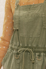 Vintage Wash Overall Dress Olive