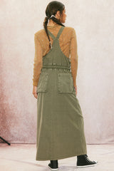 Vintage Wash Overall Dress Olive