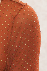 Mesh Metallic Polka Dot Top Brick
