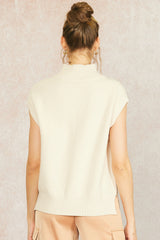 Knit Cable Zip Vest Natural