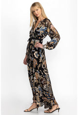 Floral Burnout Chiffon Maxi Dress Multi
