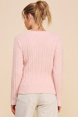 Soft Cloud Ribbed Vneck Sweater Peach Blush