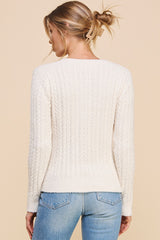 Soft Cloud Ribbed Vneck Sweater French Vanilla